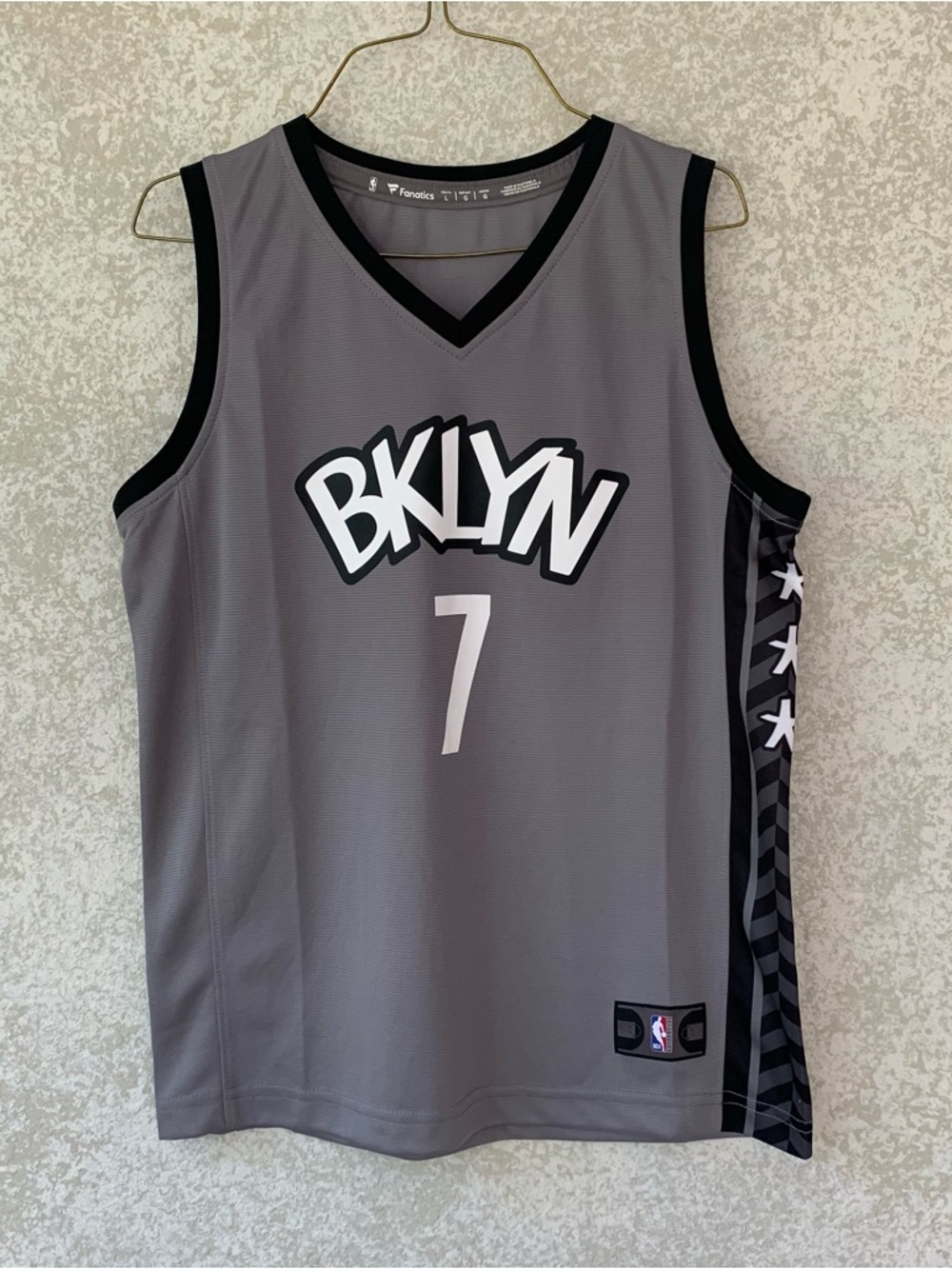 Kevin Durant 7 Brooklyn Nets Authentic Gray Fanatics NBA Basketball Jersey Large